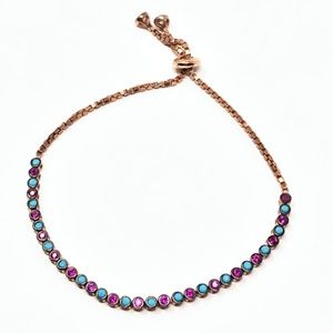 925 Silver Rose-tone CZ Adjustable Women Bracelet